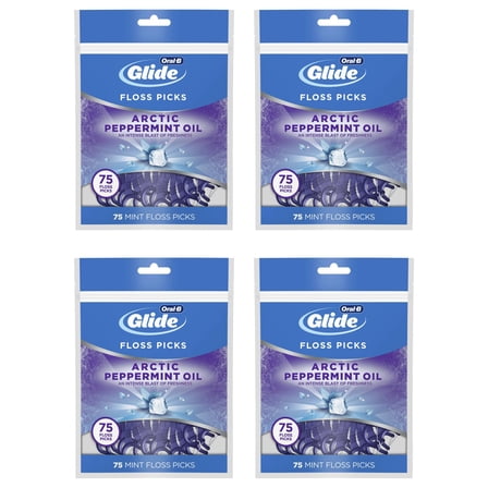 Oral-B Glide 3d White Floss Picks, Arctic Peppermint Oil, 75 Picks, 4 Pack