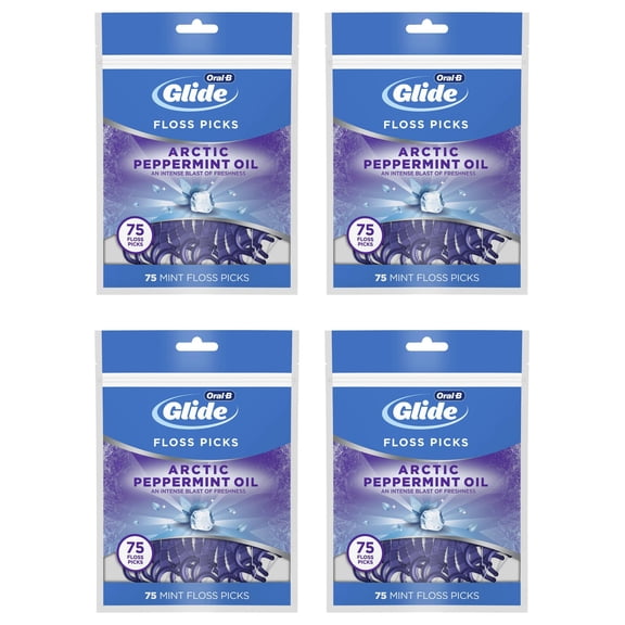 Oral-B Glide 3d White Floss Picks, Arctic Peppermint Oil, 75 Picks, 4 Pack