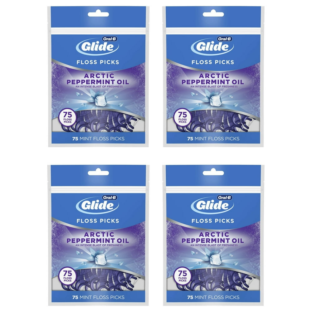 Oral B Glide 3d White Floss Picks Arctic Peppermint Oil 75 Picks 4 Pack