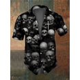 thumbnail image 3 of Camisas de verano para hombre, estilo retro, con calaveras, informal, de manga corta, para uso diario, 2024, blusas holgadas de gran tamaño con solapa, 3 of 5