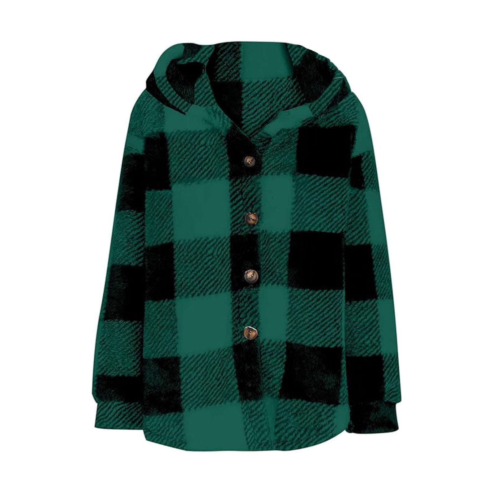 lcziwo Holiday Sales Oversized Plaid Flannel Jacket for Women Button Down Long Sleeve Hooded Shacket 2024 Fall Winter Lightweight Going Out Hoodies,Army Green,M