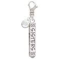 thumbnail image 2 of Delight Jewelry Sisters Best Friends Forever Bar - Silvertone Clip on Charm with Clear Crystal Drop, 2 of 4