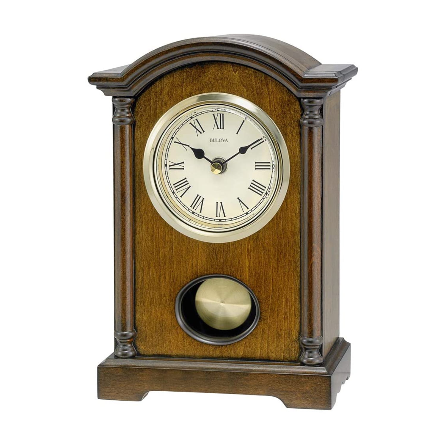 Bulova Clocks B7466 Dalton Chiming Pendulum Wooden Table Clock, Walnut ...