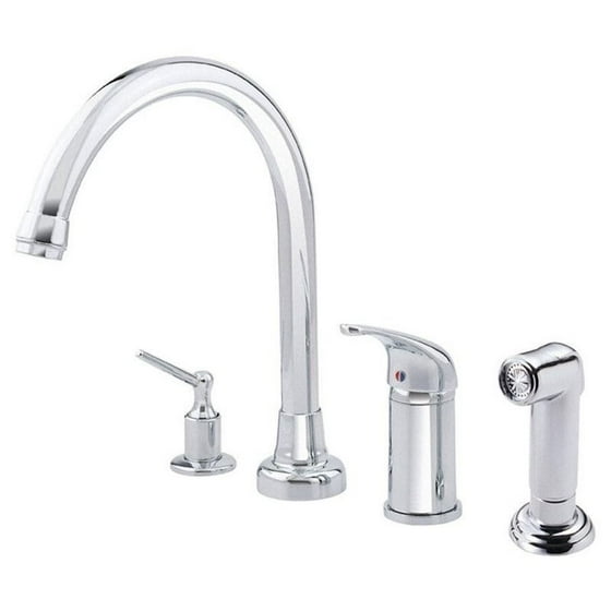 Danze D409012 Melrose Single Handle Kitchen Faucet With Matching Side Spray And Soap Lotion Dispenser Chrome