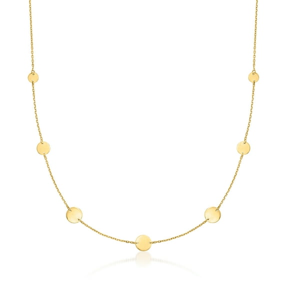 Pure Collection by Ross-Simons Italian 14kt Yellow Gold Multi-Size Disc Station Necklace, Women's, Adult