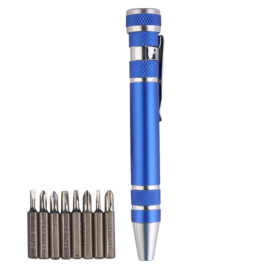 Portable Precision Mini 8 in 1 Slotted Bits Screwdriver Pen Set Repair Tool 11CM 