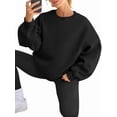 thumbnail image 3 of Sudadera con Capucha de Gran Tamaño para Mujer, Suéteres de Larga con Cuello Redondo de , Conjuntos Cómodos de Moda de Otoño. Negro XXL, 3 of 9