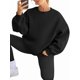 thumbnail image 3 of Sudadera con Capucha de Gran Tamaño para Mujer, Suéteres de Larga con Cuello Redondo de , Conjuntos Cómodos de Moda de Otoño. Negro L, 3 of 9