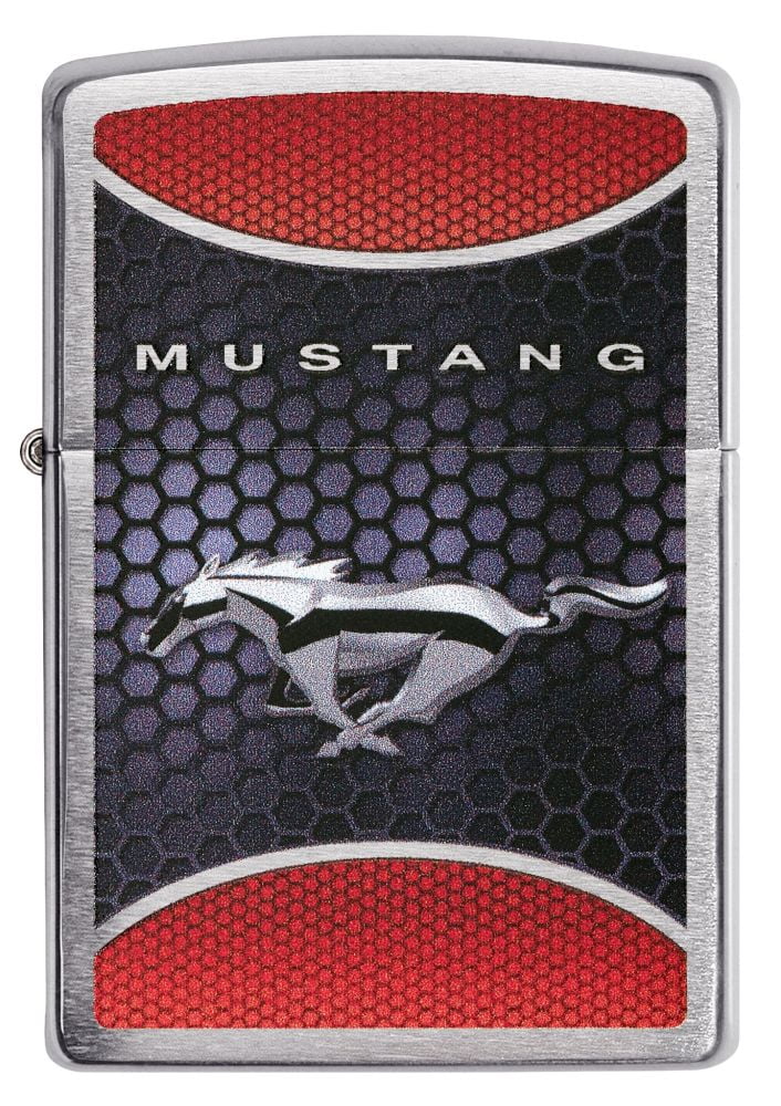 Zippo Ford Mustang Design Brushed Chrome Pocket Lighter