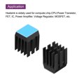 thumbnail image 4 of Uxcell 22Pcs 9x9x12mm Heatsink Aluminum Radiator With Thermal Blue Sticker for Chip CPU, Power Transistor, FET, IC,Black, 4 of 6