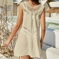 thumbnail image 6 of LYEAA Vacation Dresses for Women Beach Plus Size V Neck Sleeveless Flowy Crochet Elegant Midi Dresses Solid Casual Dressy Loose Cut Out Pullover Dresses Comfort Dresses Brown 2XL, 6 of 6