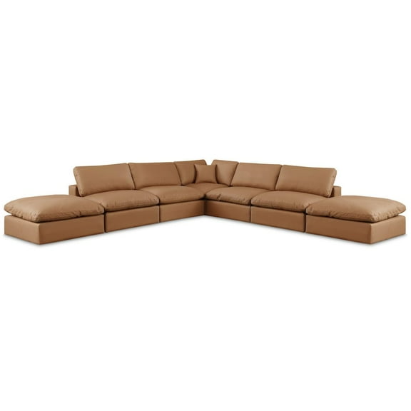 Meridian Furniture Comfy Cognac Vegan Leather 7-Pc. Modular Sectional