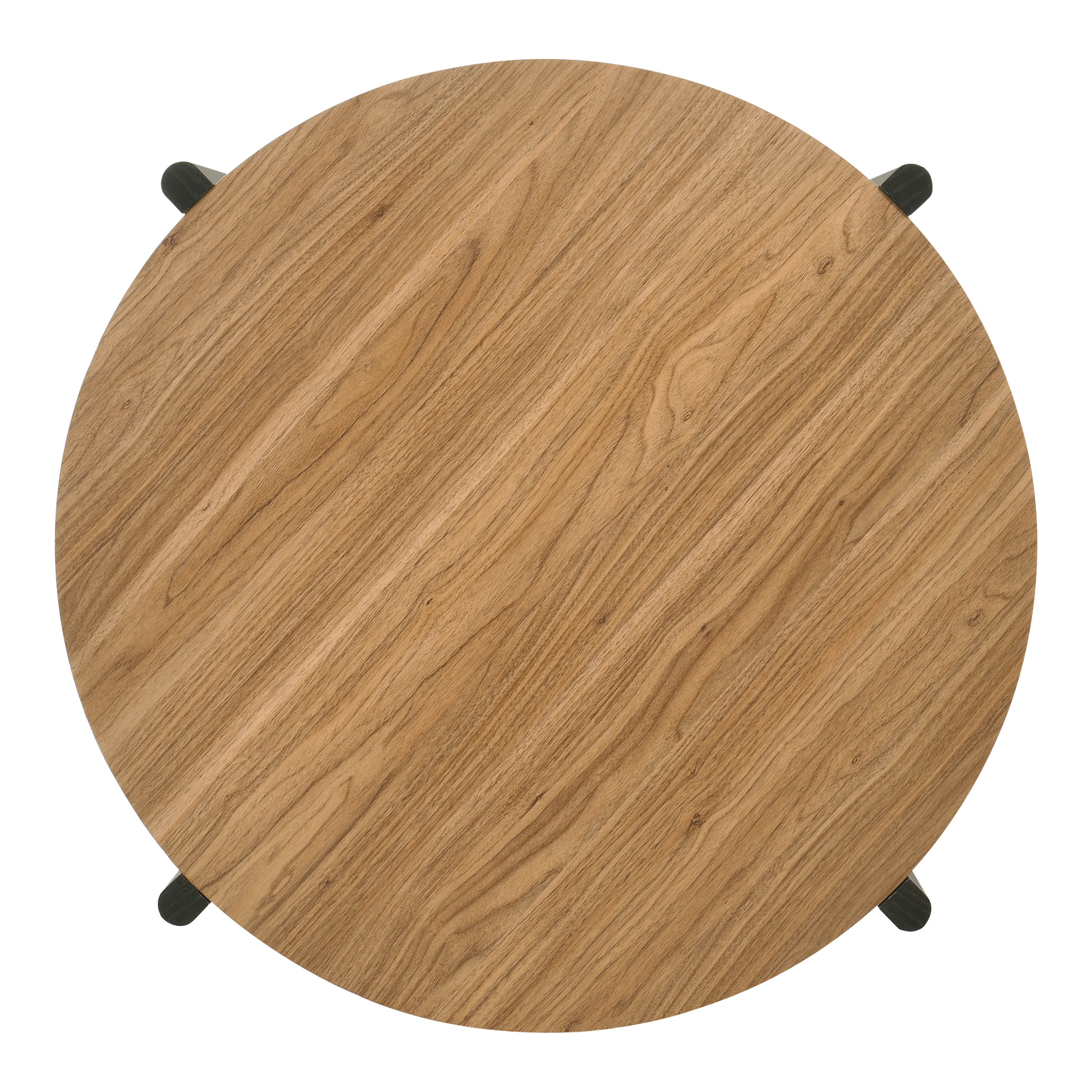 Furniture of America Afra Modern Wood Round Coffee Table with Open Bottom Shelf, Walnut