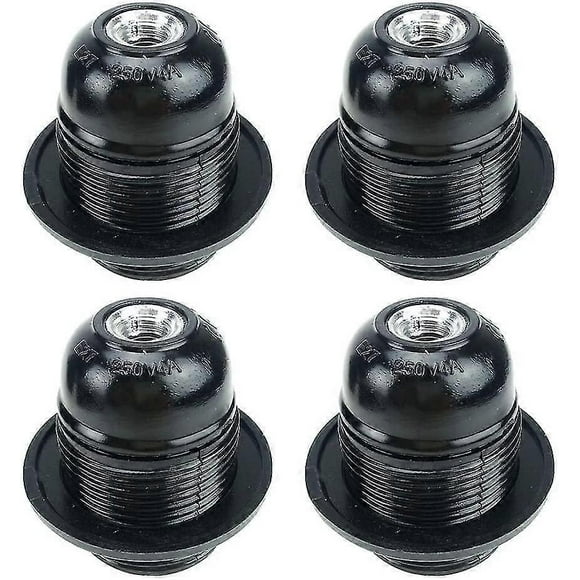 Black E27 Screw, E27 Bulb Holder, 4 Pieces E27 Socket, E27 Socket Light Bulb, Solid Light Bulb Socket, Black Adapter Socket, Lamp Sockets Decoration C