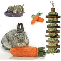 Walbest Rabbit Chew Toys for Teeth Grinding, No Glue, Loofa Carrot Toys, Alfalfa Cakes and Apple Sticks Toys. for Rabbits, Chinchillas, Guinea Pigs, Hamsters