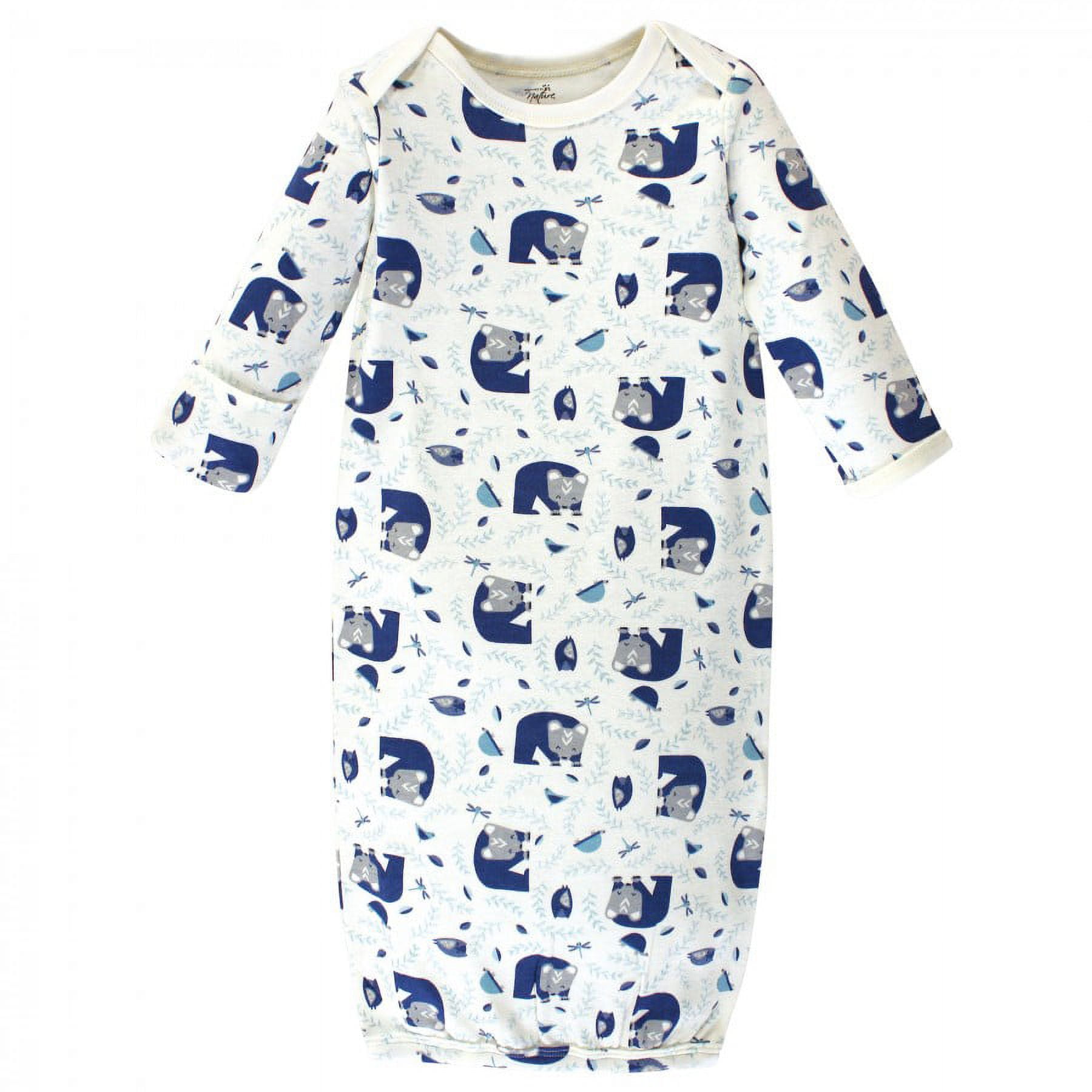 Touched by Nature Baby Boy Organic Cotton Long-Sleeve Gowns 3pk, Woodland, 0-6 Months