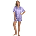 thumbnail image 3 of DAKIMOE Womens Silk Pajama Sets Satin Pajamas for Women Set Short Sleeve Shirt with Shorts 2 Piece Pjs Sets Soft Silky Sleepwear Nightwear Button-Down Loungewear S-XL, 3 of 10