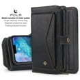 thumbnail image 4 of iPhone 11 6.1 inch Wallet Case, Dteck 2 in 1 Leather Zipper Purse Multi-Function Tri-fold Wallet Case Detachable Magnetic Phone Cover with 14 Card Slots Money Pocket For Apple iPhone 11,Black, 4 of 12