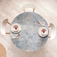 thumbnail image 4 of Ambesonne Antique Fitted Round Tablecloth, Nostalgic Swirls and Waves, 45"- 56" Diameter, Coconut and Pale Slate Blue, 4 of 5