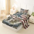 thumbnail image 2 of Feelyou Retro American Flag Buck Fishing Twin Sheet Sets for Men Boys, Bass Pike Fish Animal Bedding, Beige, 3 Pieces, 2 of 5