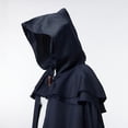 thumbnail image 3 of UTSJKR Men’s Adults Ruffled Collar Hooded Long Cape Cloak, Medieval Style Robe for Halloween Cosplay, Renaissance Festival and Character Role‑Play Events Blue, 3 of 4