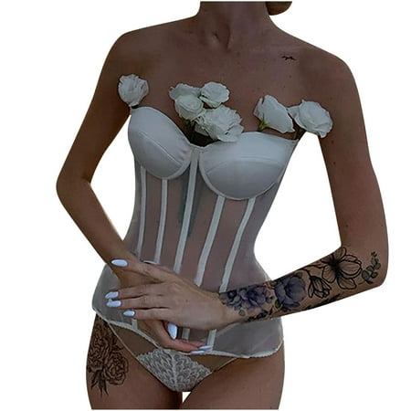 Fesfesfes Women s Court Shapewear Mesh Corset Chain Body Shaper Belted Shapewear Under $10
