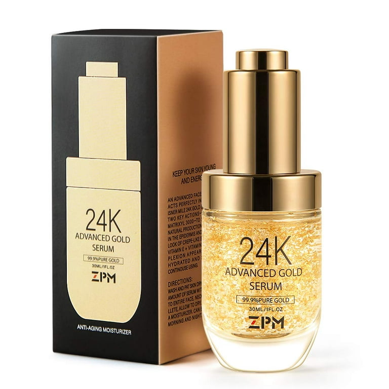24K Gold Anti Aging Face Serum Moisturizer Enriched with Vitamin C Serum,  Hyaluronic Acid, Vitamin E Cream for Day and Night Wrinkle Reduction, 