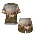 thumbnail image 2 of Sigee Three Horses Oil Painting for Sleepwear Casual Pjs with Pockets Women's Pajamas Sets Shorts 2 Piece Short Sleeve Lounge Sets XX-Large, 2 of 9