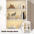 thumbnail image 6 of IDEALSOUL 71" Tall Bookcase with Doors and LED Lights, White Wooden Bookcase with Charging Station, Freestanding Display Cabinet with Large Storage Space for Living Room, Office, Bedroom, 6 of 11