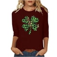 thumbnail image 2 of St. Patrick's Day Graphic T-Shirt for Women Leopard Shamrock Clover Print Crewneck Long Sleeve Loose Fit Soft Casual Holiday Party Clothes, 2 of 7