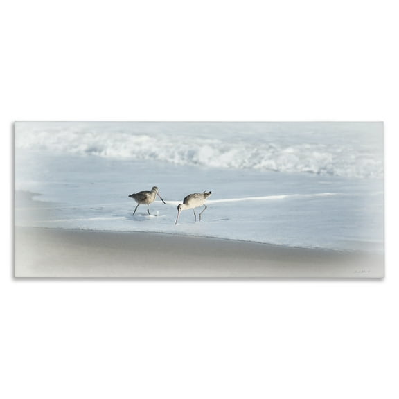 Stupell Industries Sandpiper Pair on Shore Nautical & Beach Painting Wrapped Canvas Art Print Wall Art, 24 x 10