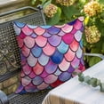 thumbnail image 5 of Colorful Fish Scale Throw Pillow Cover Summer Beach Coastal Cotton Linen Cushion Cover Throw Pillow Case with Invisible Zipper for Couch Sofa Bed Chair Car 20x20 Inch, 5 of 9