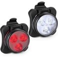thumbnail image 1 of Juego de luces de bicicleta recargables por USB, luz delantera y trasera LED, 4 modos de luz, resistente al agua IPX4 (negro, blanco y rojo) (2 unidades), 1 of 5