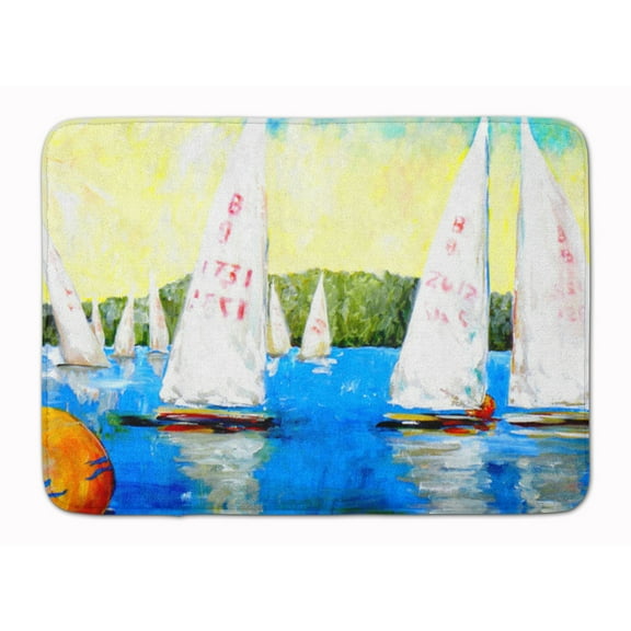 Carolines Treasures MW1094RUG Sailboats Round the Mark Machine Washable Memory Foam Mat 19 X 27" multicolor