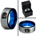 thumbnail image 4 of Tungsten Iowa Hawkeye State Windmill Band Ring 8mm Men Women Comfort Fit Blue Flat Cut Brushed Gray Polished, 4 of 4