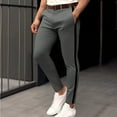thumbnail image 2 of HAPIMO Men's Business Suit Pants Straight Leg Slacks Holiday Casual Relaxed Athletic Dungarees Clearance Stripe Mid Waist Zipper button Trendy Trousers Gray L, 2 of 6