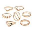 thumbnail image 5 of Grofry 7 Pcs Knuckle Rings for Women Teen Gold Twist Moon Leaf Double Cross Layered Rings Stacking Rings for Birthdays Anniversaries, 5 of 8
