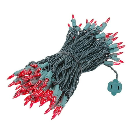 Novelty Lights 100 Light Christmas Mini Light Set, Green Wire, 50' Long