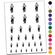 Country Cowboy Man Water Resistant Temporary Tattoo Set Fake Body Art Collection - Black