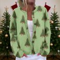 thumbnail image 2 of Women's Cardigan Long Sleeve Lightweight Fun Christmas Print Jacket with Button Front for Holiday Fashion and Casual Wear,Green,XL, 2 of 5