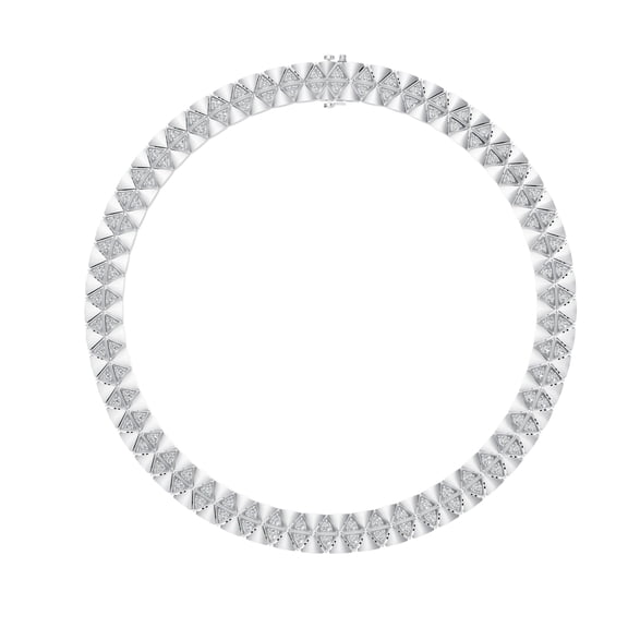 DIAMOND CLUB 9.5 Carat Round Lab Grown Diamond Chain Necklace in 14K White Gold (VVS Clarity, F Color)
