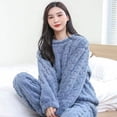 thumbnail image 4 of Traje cálido de terciopelo de algodón jacquard de color puro para invierno para hombres y mujeres, ropa de casa cálida y gruesa para parejas, 4 of 6
