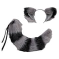 thumbnail image 1 of Accesorios de disfraz de cosplay Hugo Traje de juego de cosplay Cola de zorro Gris negro, 1 of 8