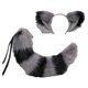 thumbnail image 1 of Cola de orejas de zorro de anime, juguetes de peluche de cosplay, accesorios de diadema, sombreros de para piezas de , , Gris negro Colco Traje de juego de cosplay, 1 of 8
