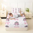 thumbnail image 3 of Manfei Kawaii Penguin Twin Fitted Sheet,3D Cartoon Bowknot Print Bedding,2-Piece,1 Fitted Sheet and 1 Pillowcase, 3 of 6