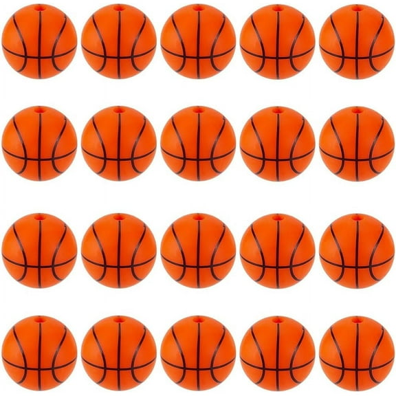 32Pcs All Kinds of Sports Balls Silicone Beads Chewing Beads For Teethers DIY Nursing Necklaces Making Round Dark Orange 14.5x14mm Hole: 2mm