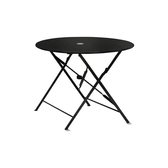 Carolina Classic Furniture 36" Metal Foldable Round Outdoor Bistro Table with Umbrella Hole, Black