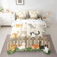 thumbnail image 3 of Manfei Cartoon Kitten Cat Twin Bedding Sets 7-Piece for Kids, Spring Flower Floral Bedding Comforter Set, Japanese Anime Animal Reversible Sheet Sets, Super Cozy Room Decor, 3 of 8