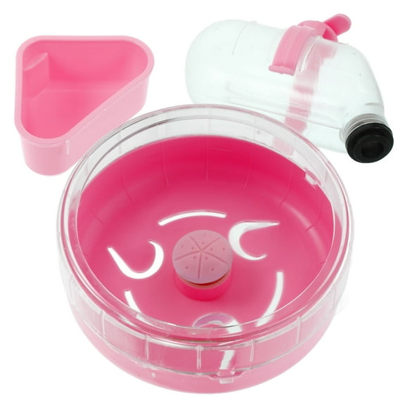 Pretyzoom 1Set Reusable ABS Material Hamster Cage Accessories with Water Bottle Food Bowl and Running Wheel