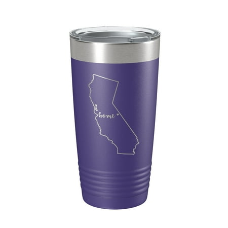 

California Tumbler Home State Travel Mug Insulated Laser Engraved Map Coffee Cup 20 oz Purple